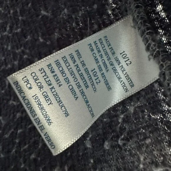 Cuddly Sherpa Girls 10/12 Fleece ¼ Zip Pullover Jacket Gray Cozy Warm Size 10/12 - Picture 4 of 9